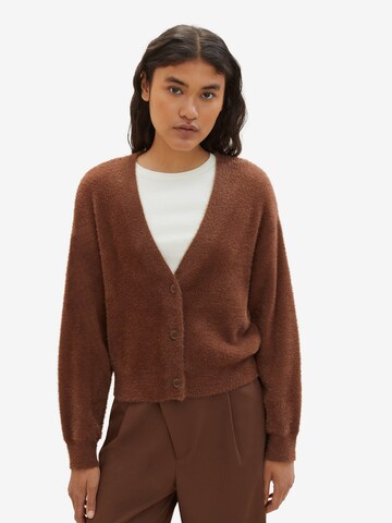 TOM TAILOR DENIM Knit cardigan in Brown: front