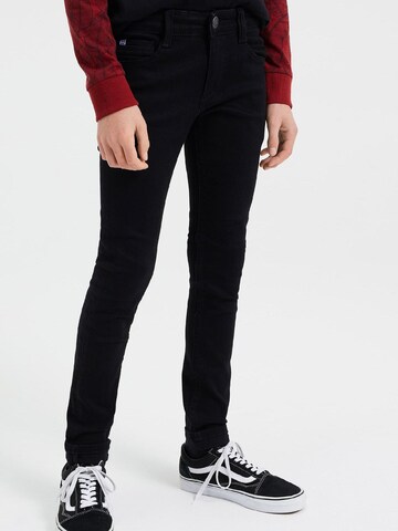 WE Fashion Skinny Jeans in Zwart: voorkant