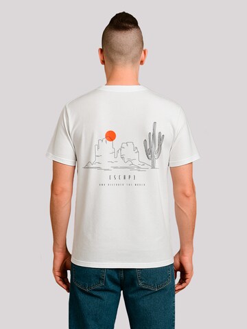 T-Shirt 'Escape Discover the World Savannah Minimalistic' F4NT4STIC en blanc