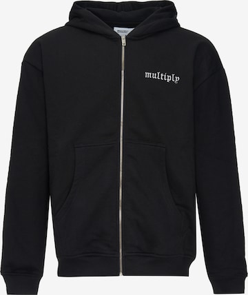 Multiply Apparel Zip-Up Hoodie in Black: front