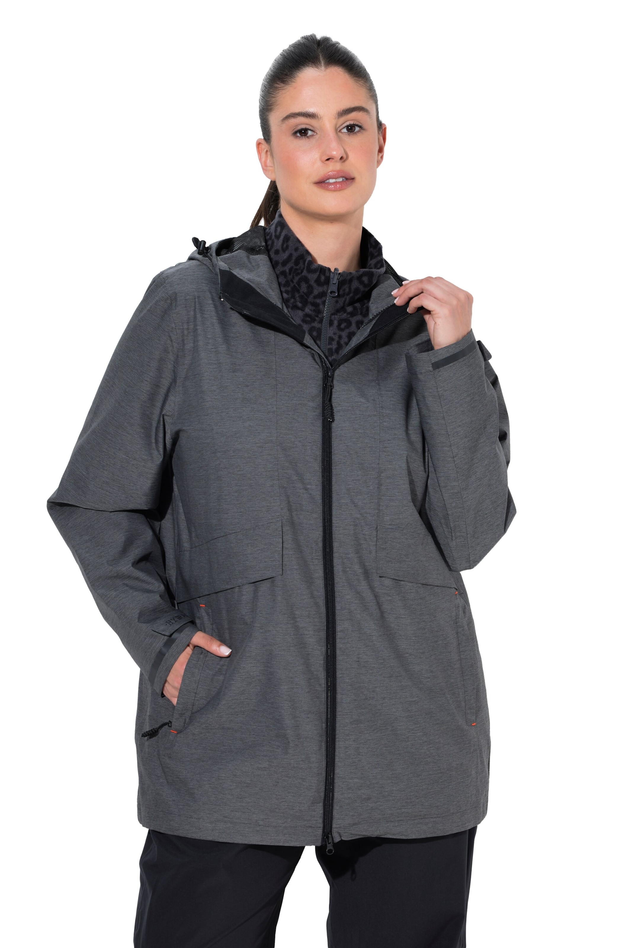 Ulla Popken Weatherproof jacket in Grey: front