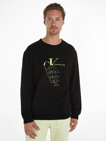 Regular Sweat-shirt 'Echo' Calvin Klein Jeans en noir : devant