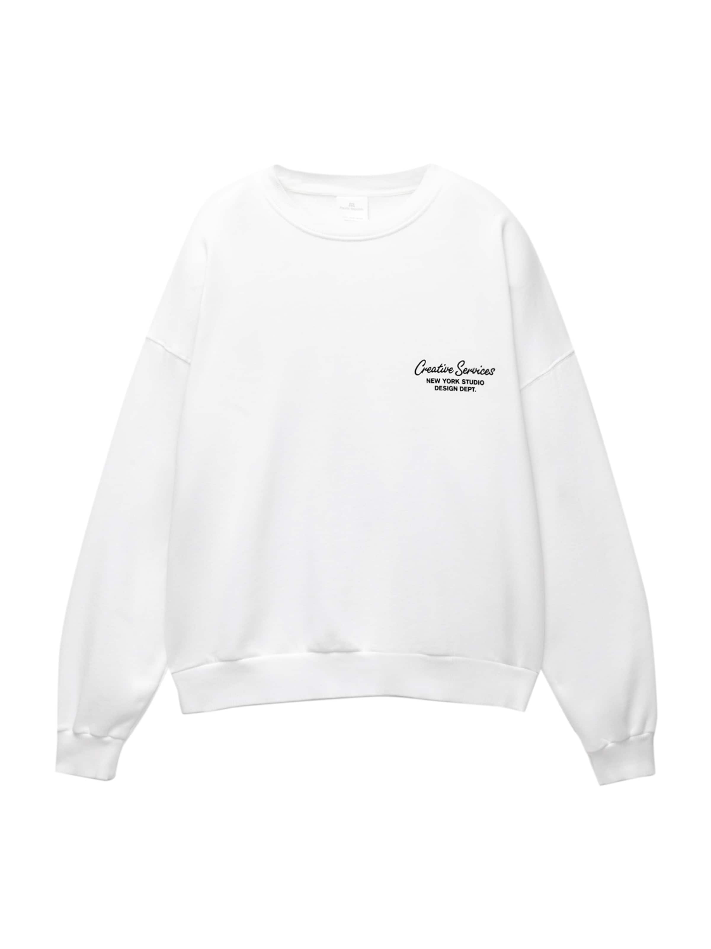 Pull&Bear Mikina - Biela: predná strana