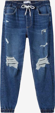 Bershka Tapered Jeans in Blue: front