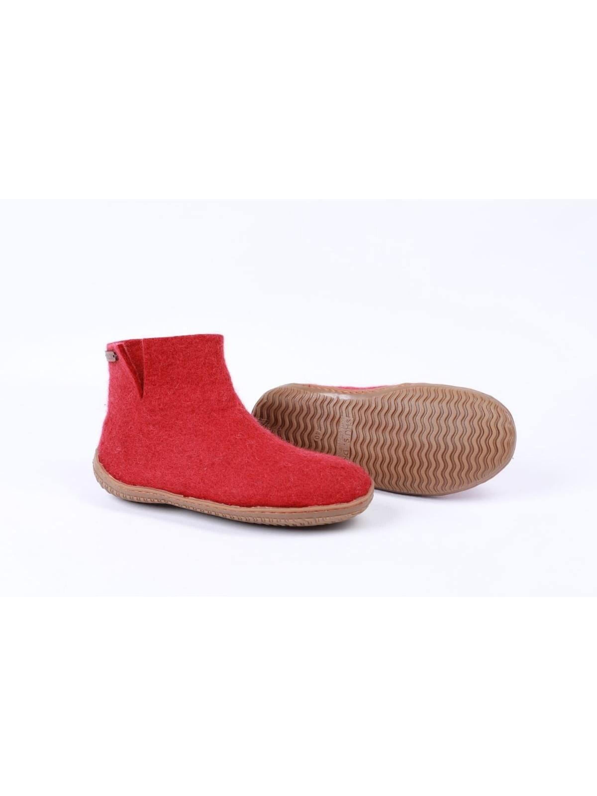 SHUS walk with nature Enkellaarsjes 'Uldstøvle (100% ren uld) m/Gummisål - Dansk Design fra SHUS' in Rood