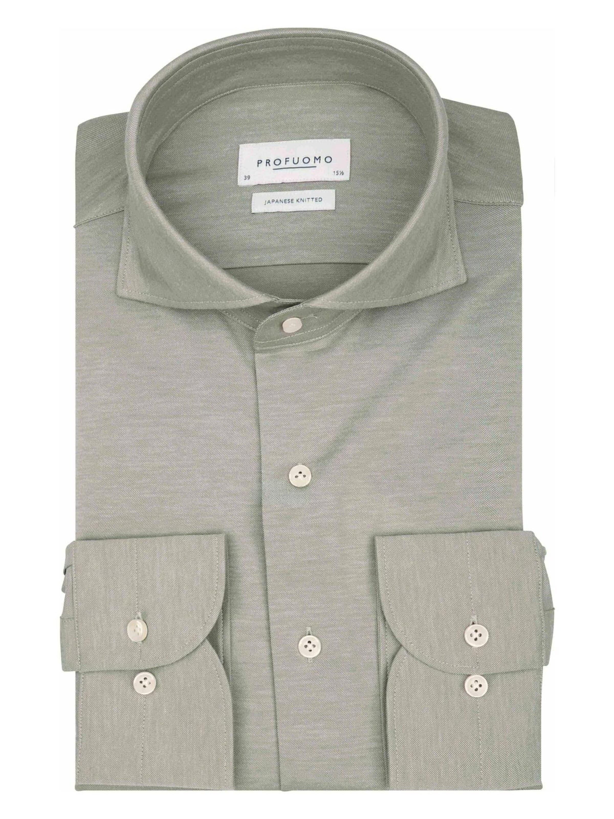 Profuomo Button Up Shirt 'Japanese Knitted' in Green: front
