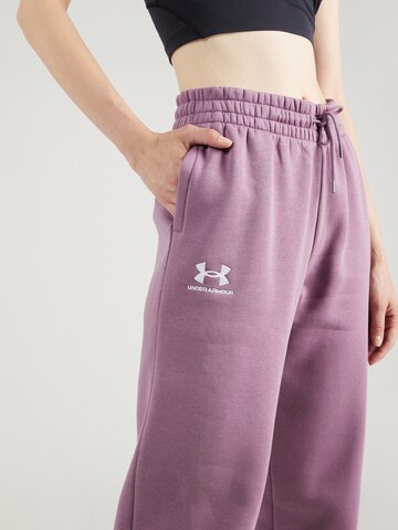 UNDER ARMOUR Tapered Sportsbukser 'Essential' i lilla