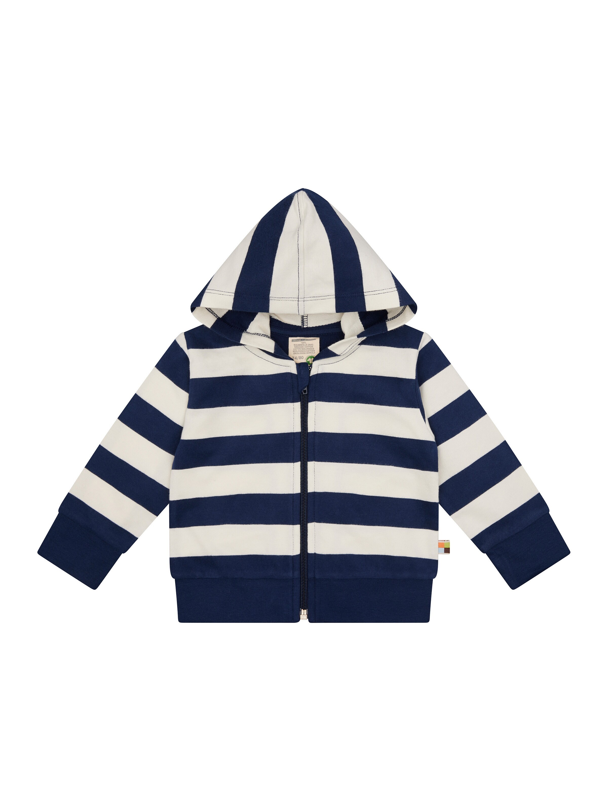 loud + proud Zip-Up Hoodie 'Sweatjacke mit Blockstreifen' in Blue: front