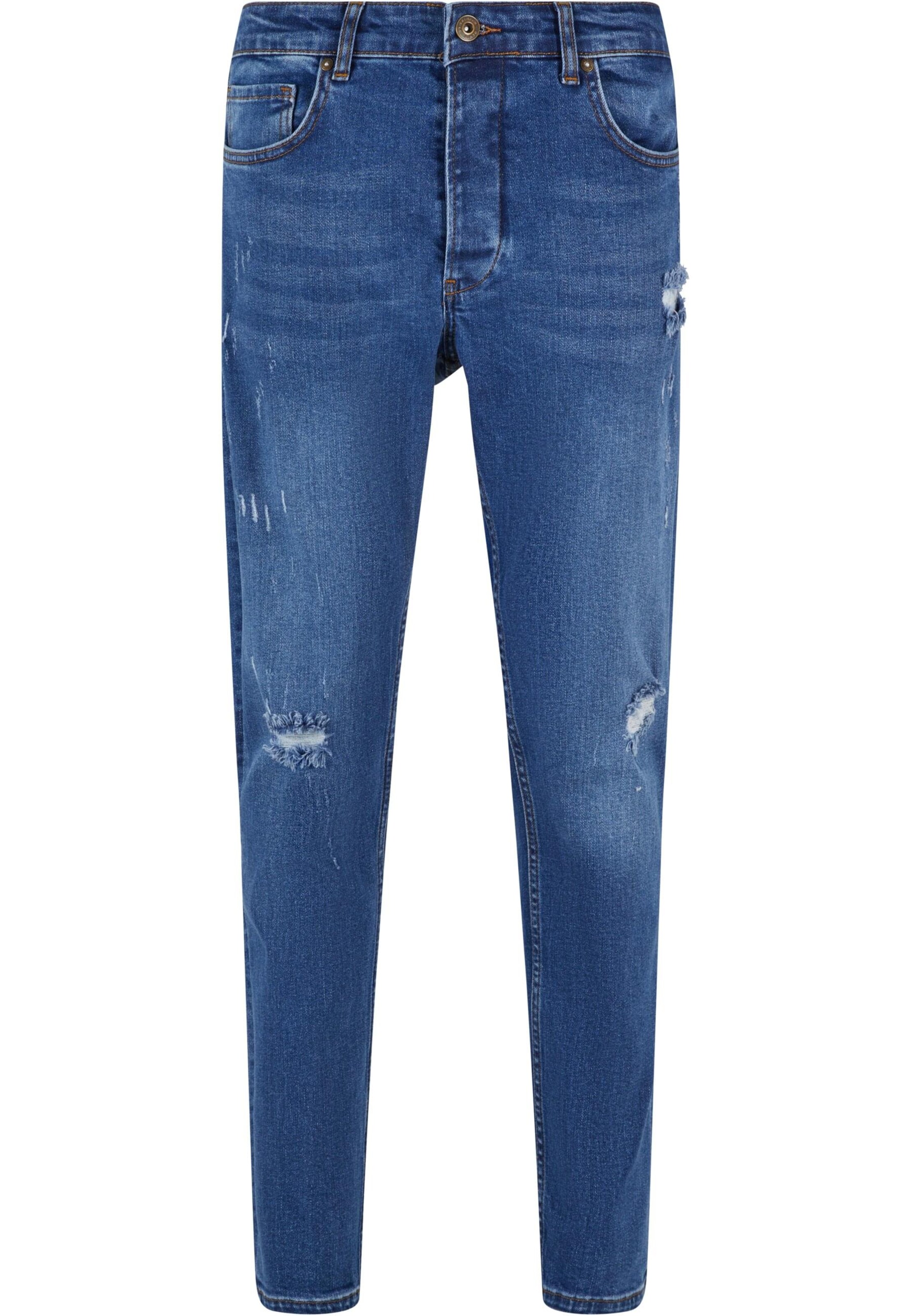 2Y Premium Tapered Jeans in Blauw: voorkant