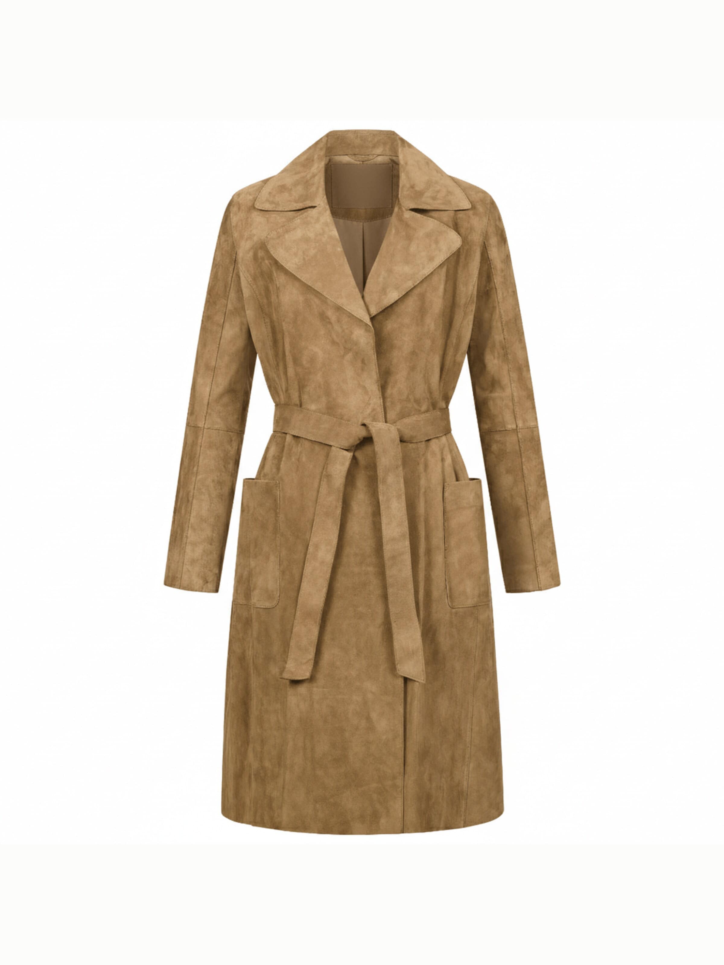 Mouflon Between-Seasons Coat 'Isabel' in Beige: front