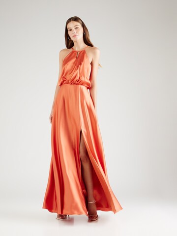 Robe de soirée Unique en orange : devant