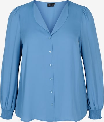 Camicia da donna 'Elucia' di Zizzi in blu: frontale