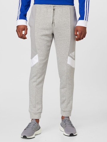 ADIDAS SPORTSWEAR Tapered Workout Pants 'Essentials Colorblock' in Grey: front