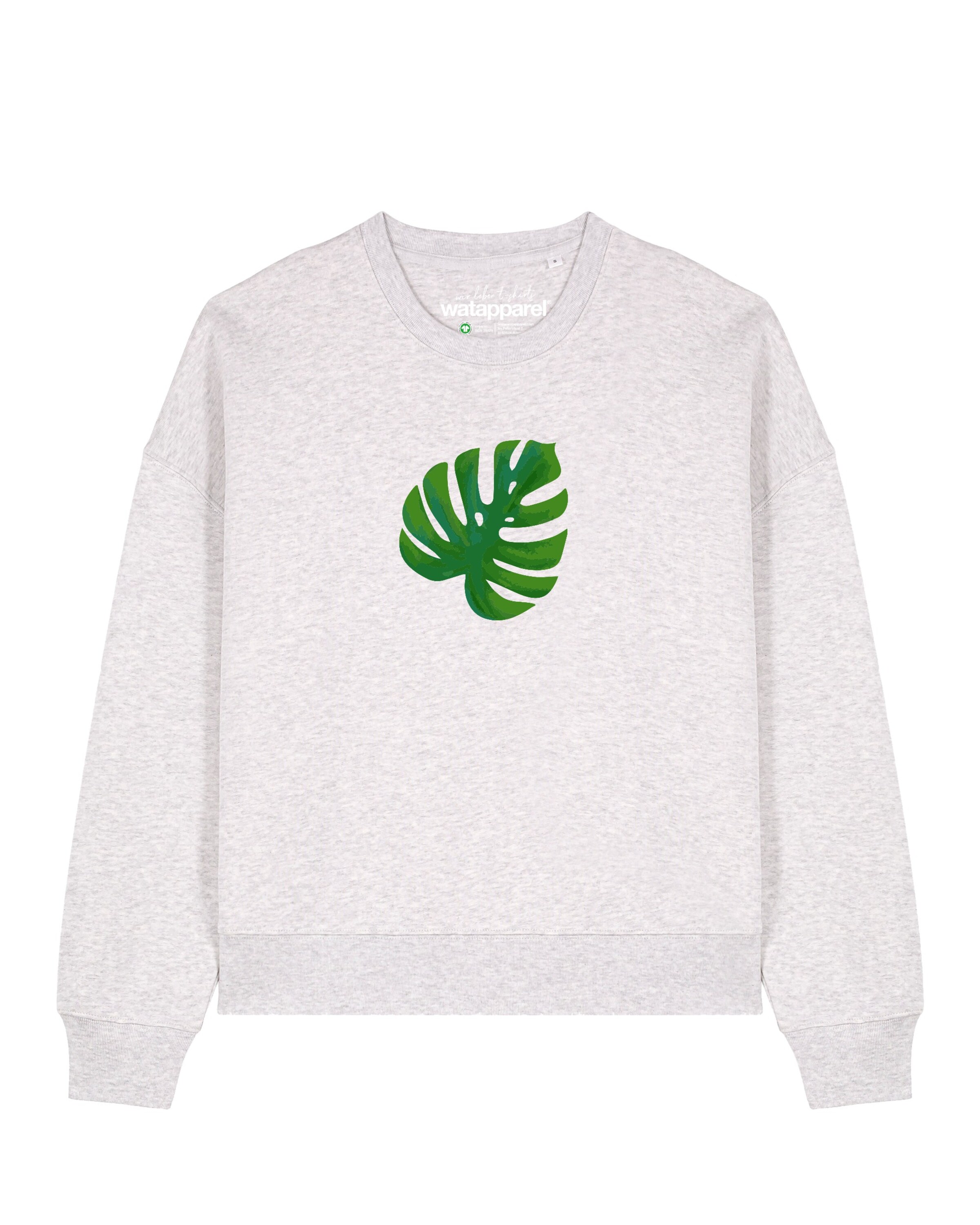 Watapparel Sweatshirt 'Monstera 2.0 ' in Grijs: voorkant