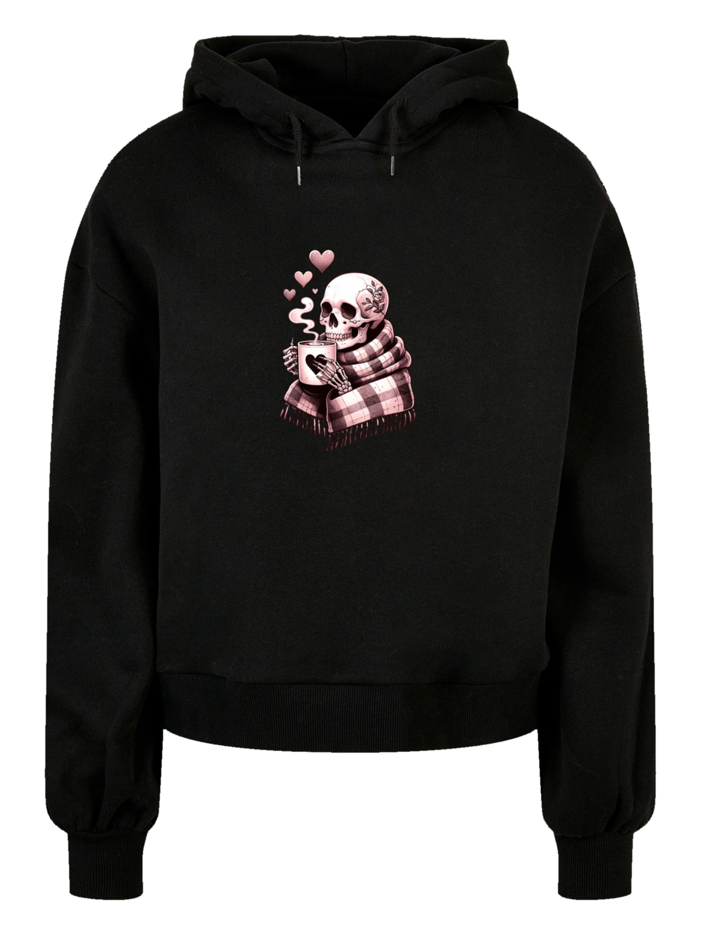 F4NT4STIC Sweatshirt 'Cozy Winter Skelett' in Schwarz: Vorderseite