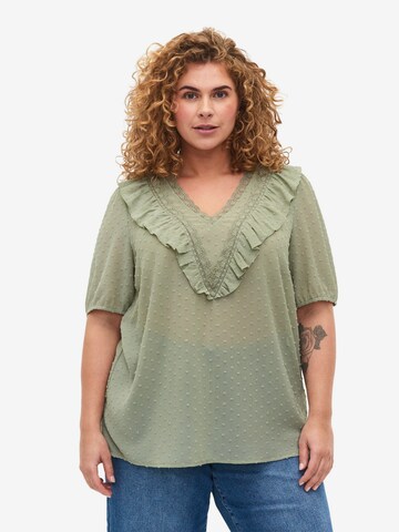 Zizzi Blouse 'Sofi' in Groen: voorkant