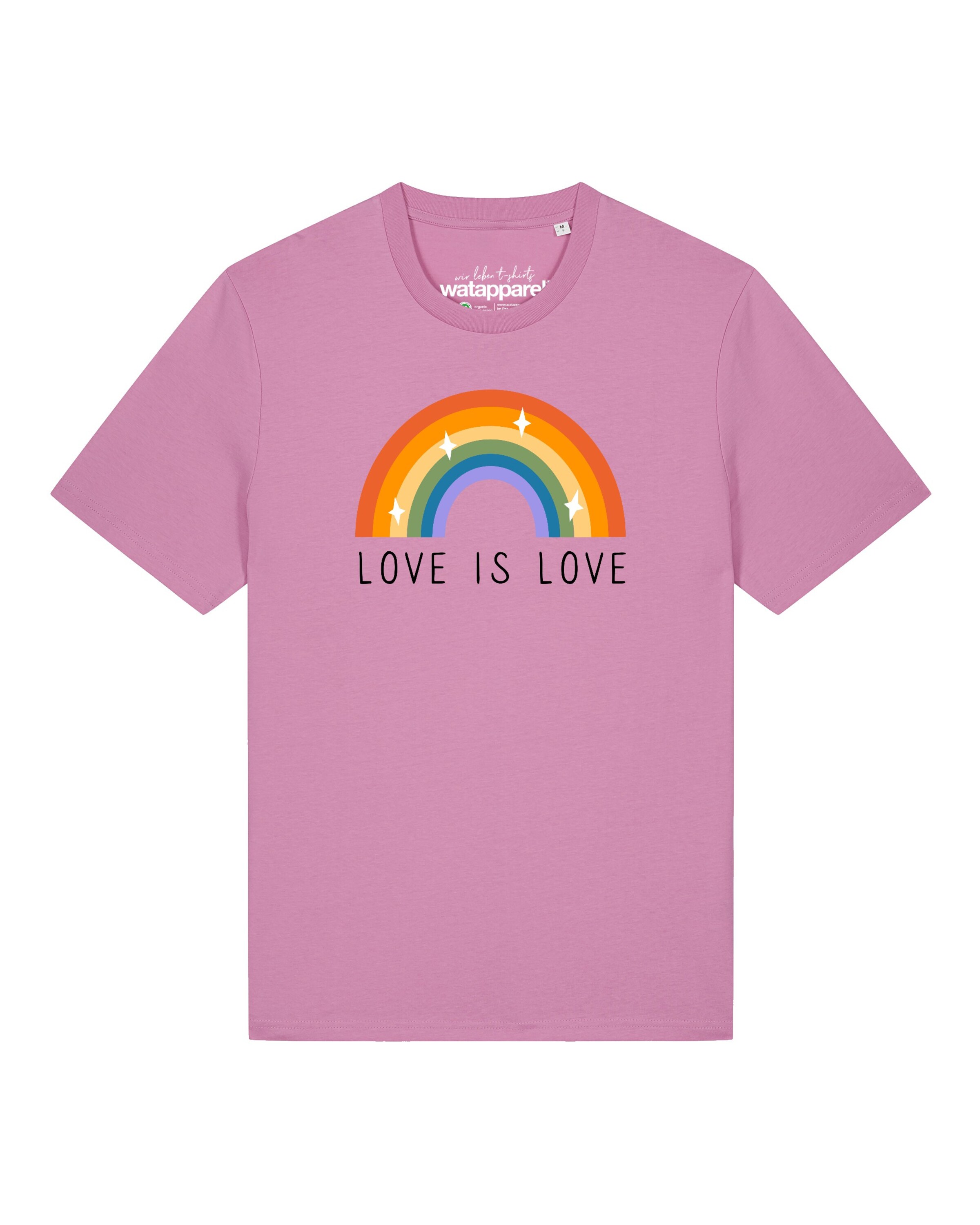 T-Shirt ' Love is Love ' Watapparel en rose : devant