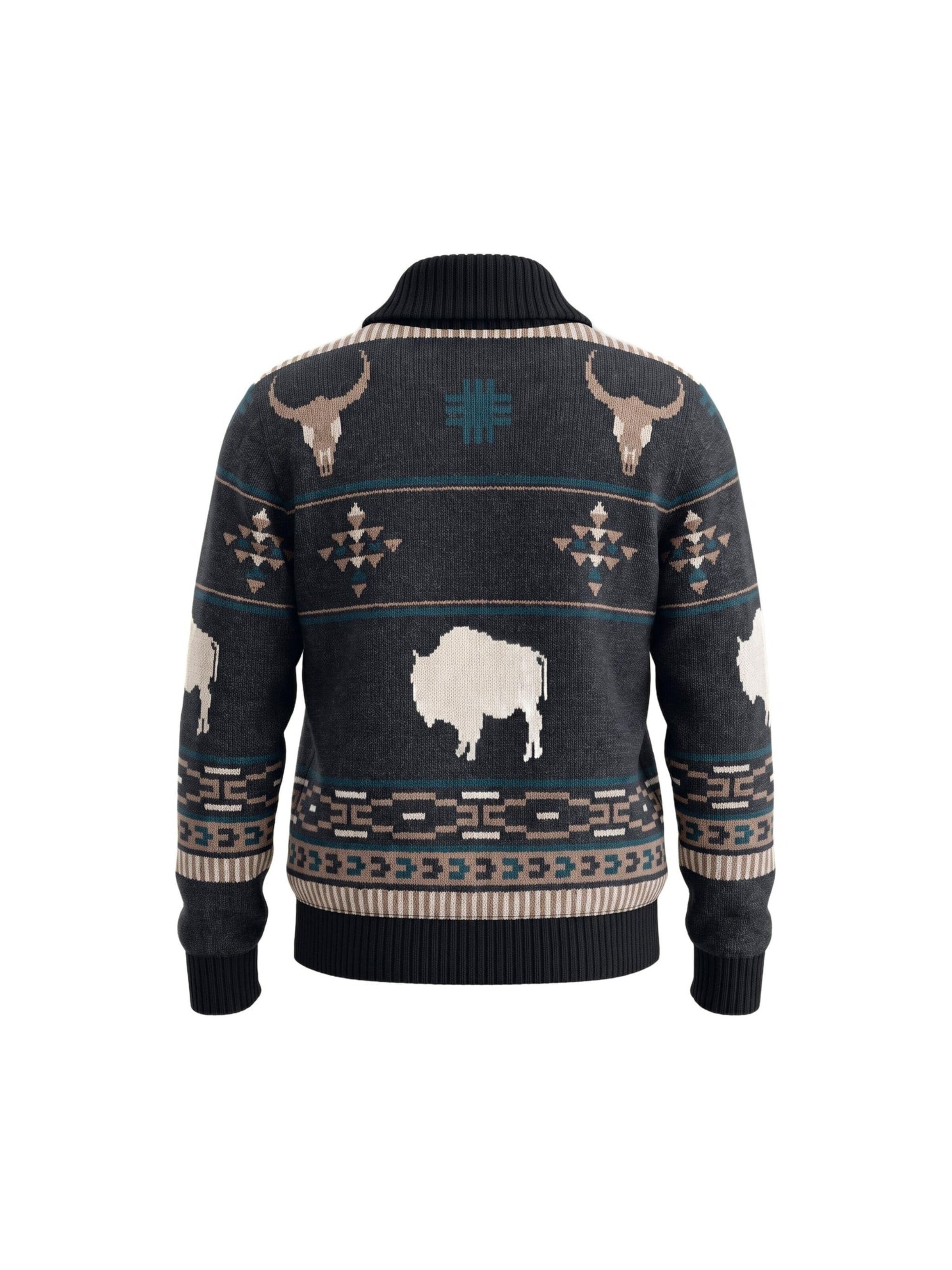Giacchetta 'GREAT PLAINS ZIP SHAWL SWEATER BLACK' di Iron and Resin in nero
