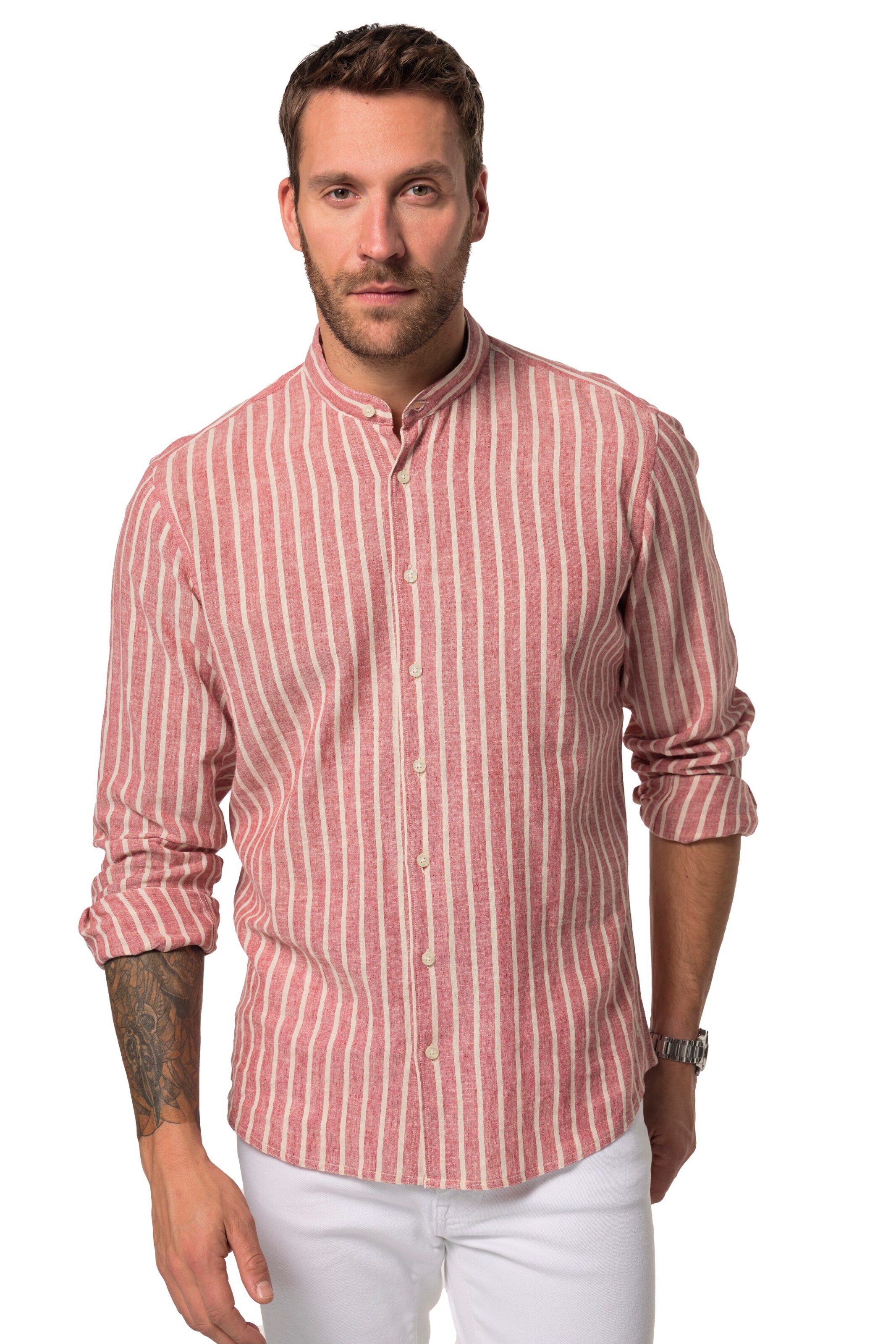 JP1880 Regular fit Overhemd in Bruin: voorkant