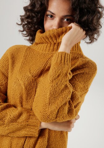 Aniston CASUAL Strickkleid in Gelb