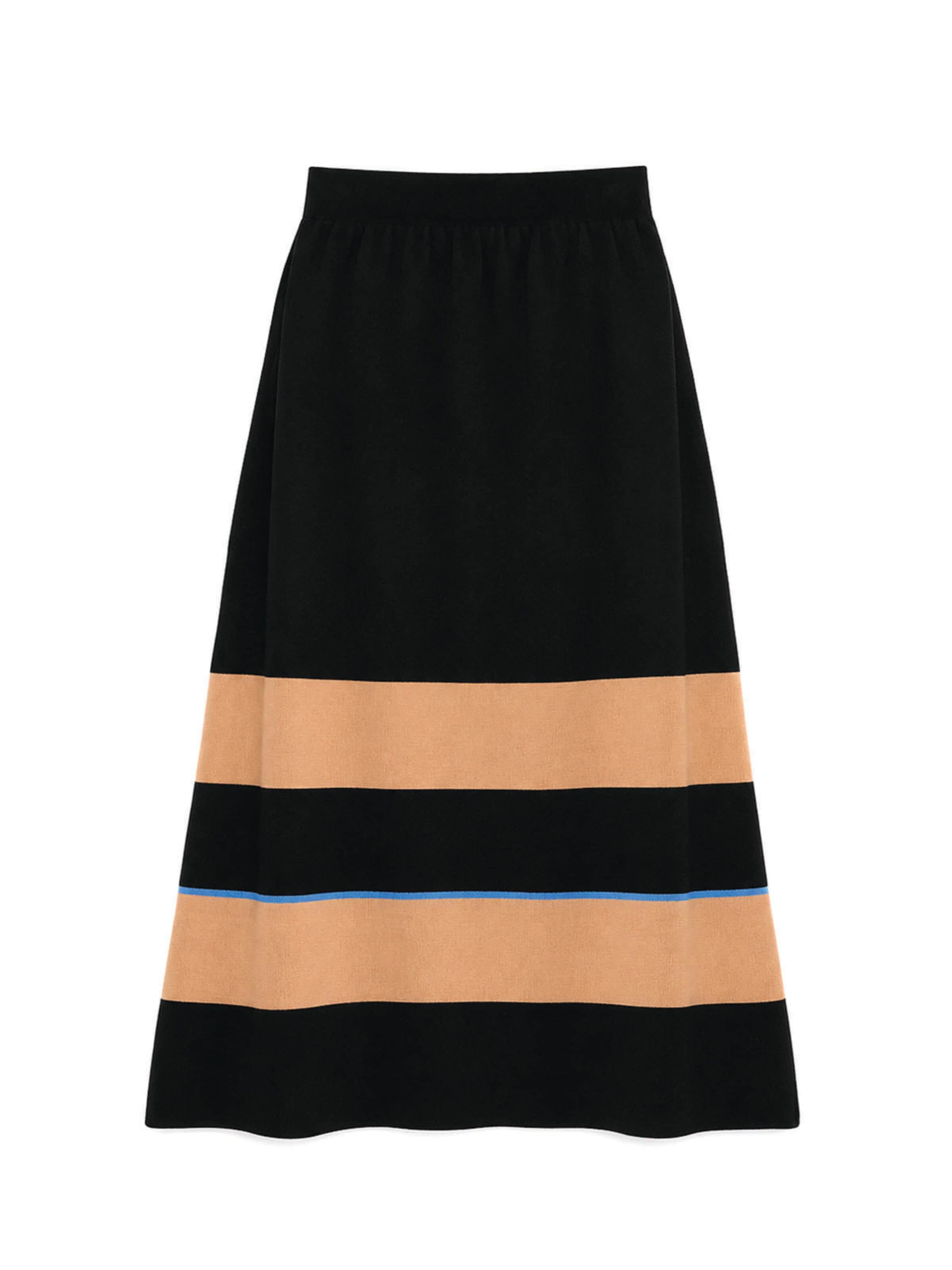 Touché Privé - Falda 'Striped Knitwear Skirt With Elastic Waist' en marrón: frente