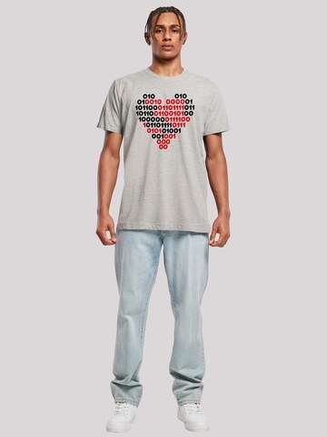 F4NT4STIC Shirt 'I Love You 01001001 Binary Code Herz Valentinstag' in Grey