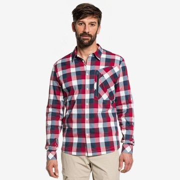 Schöffel Regular fit Athletic Button Up Shirt 'Hirschberg' in Red: front