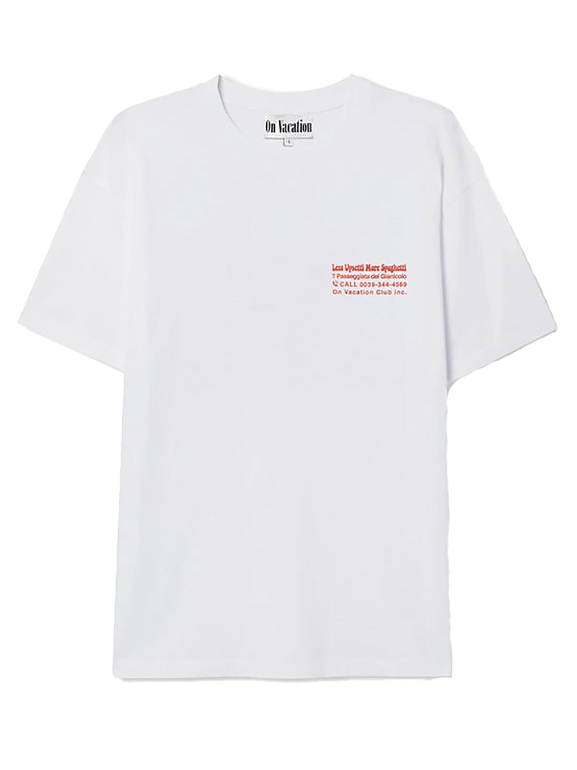 On Vacation T-Shirt 'Less Upsetti' in Weiß: Vorderseite