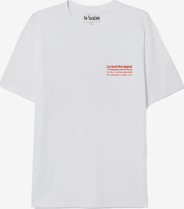 On Vacation - Camisa 'Less Upsetti' em branco: frente