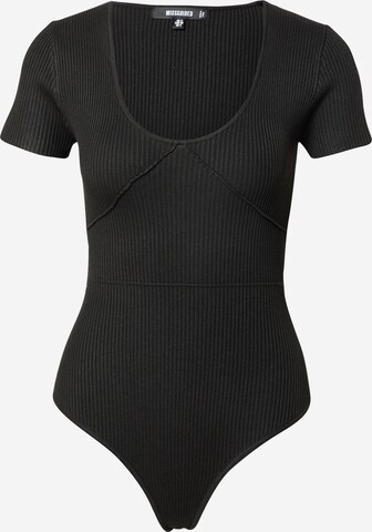 Missguided Shirt Bodysuit in Black: front