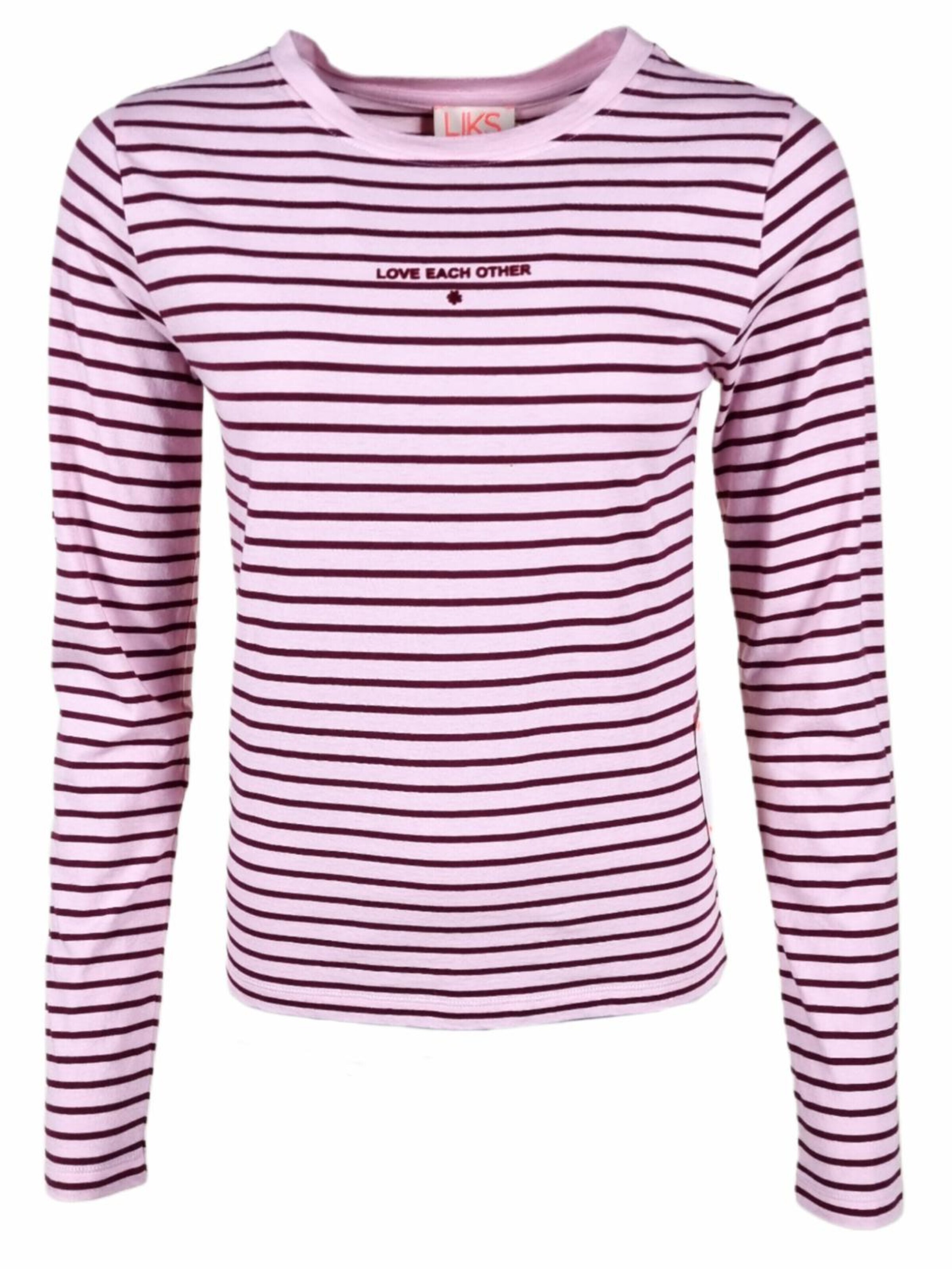 LIKS. Munich Shirt 'Langarmshirt gestreift mit Flock'‌‌‌‌‌‌‌ in Pink: Vorderseite