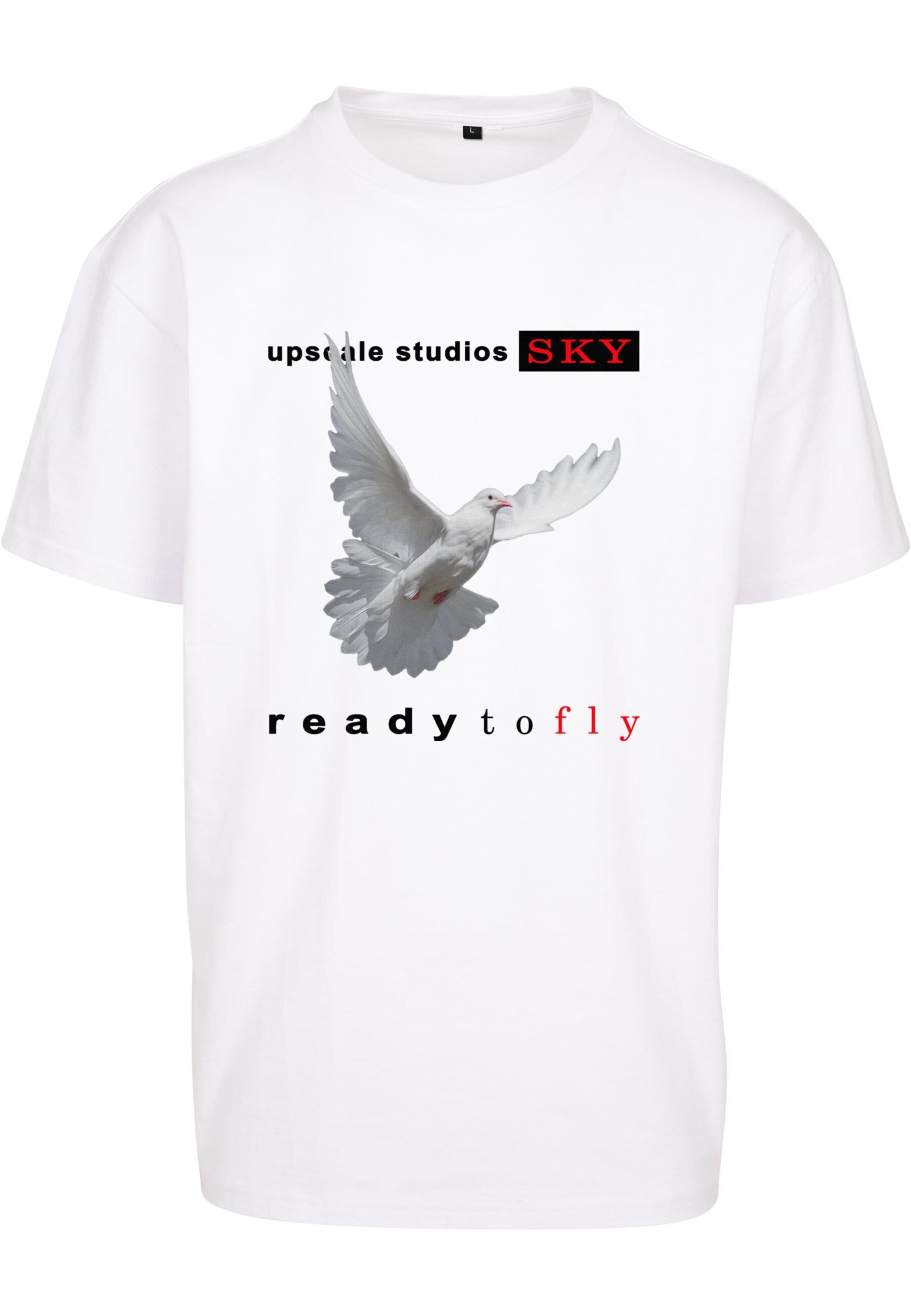 MT Upscale T-Shirt 'Ready to fly' in Weiß: Vorderseite