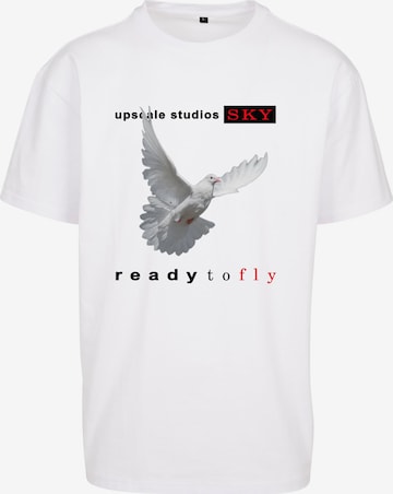 Maglietta 'Ready to fly' di MT Upscale in bianco: frontale