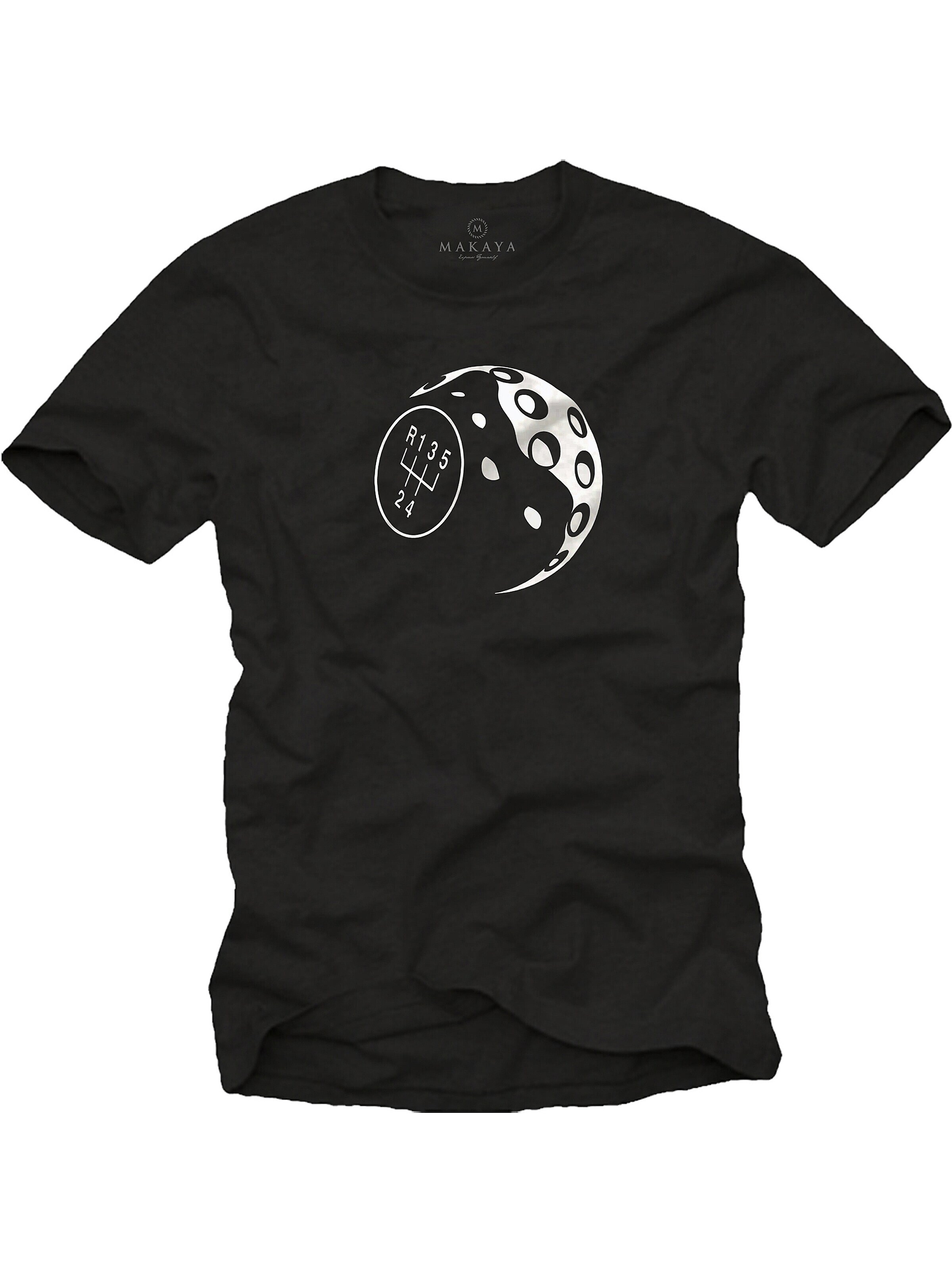MAKAYA Shirt 'Schaltknauf' in Black: front