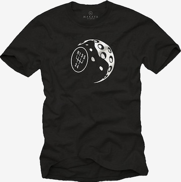 MAKAYA Shirt 'Schaltknauf' in Black: front