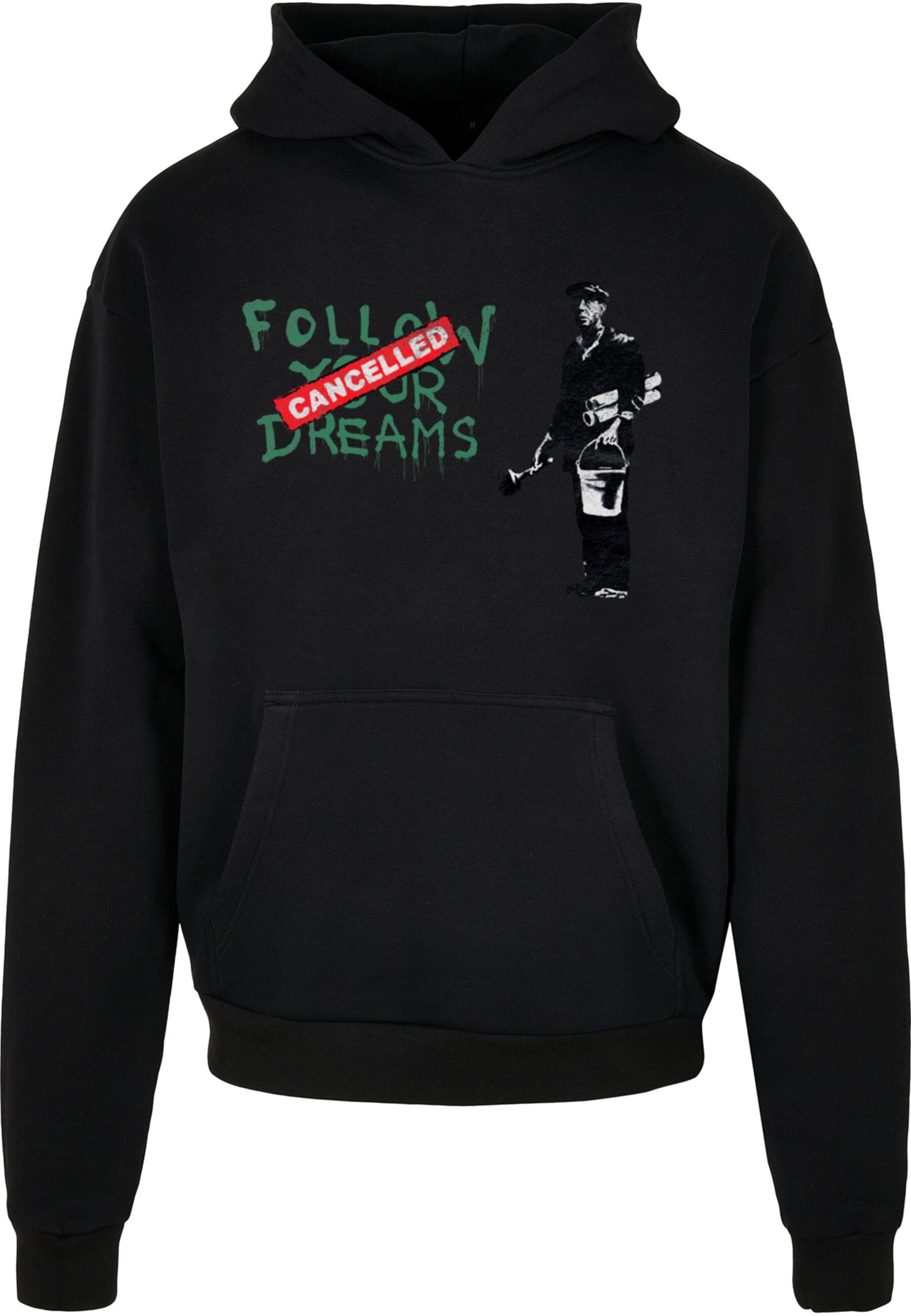 Merchcode Sweatshirt 'Follow Your Dreams' in Black: front