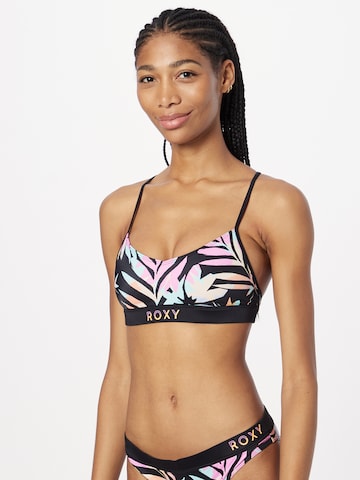 ROXY - Bustier Top de bikini deportivo en negro: frente