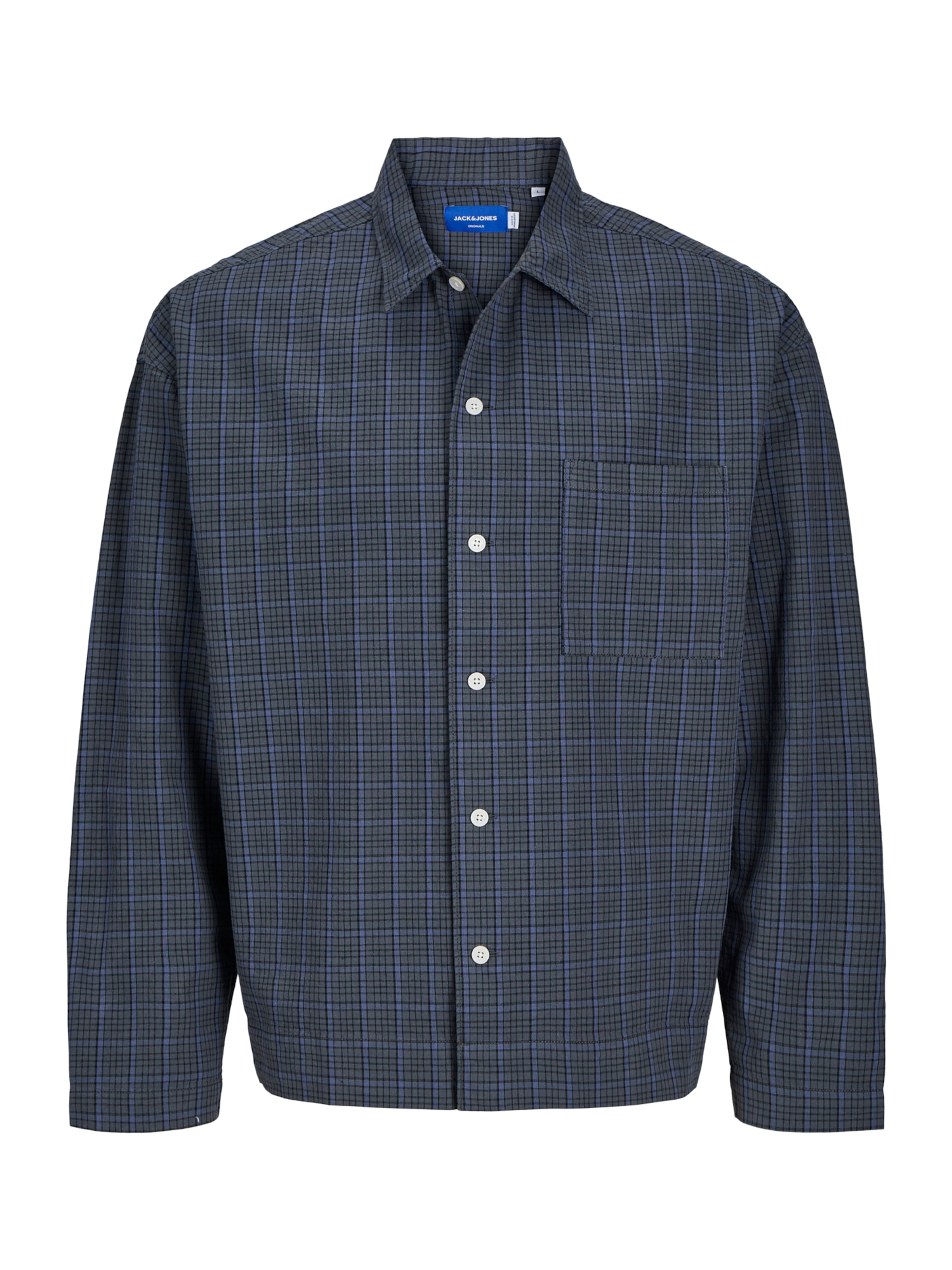 JACK & JONES Классический крой Рубашка 'JORROXBURY' в Серый: спереди