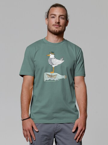 T-Shirt 'Möwe mit Hut' Watapparel en vert : devant