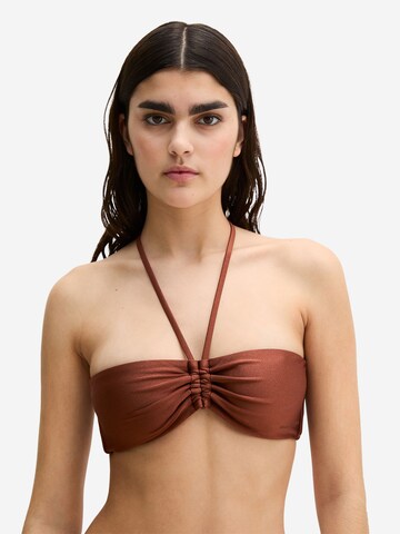 Marc O'Polo Bandeau Bikinitop ' Breezy Leaf ' in Bruin: voorkant