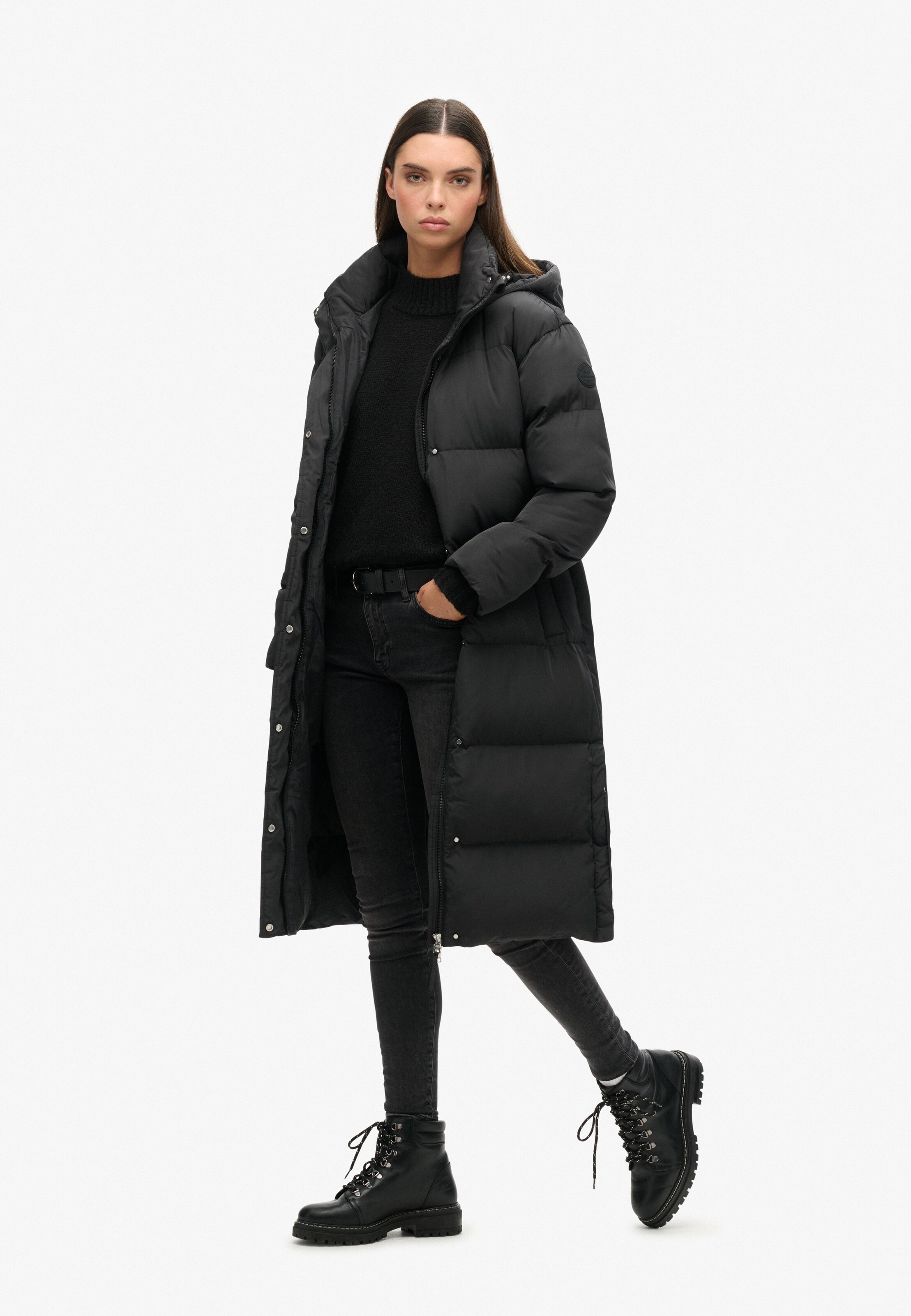 Superdry Zimní kabát – černá