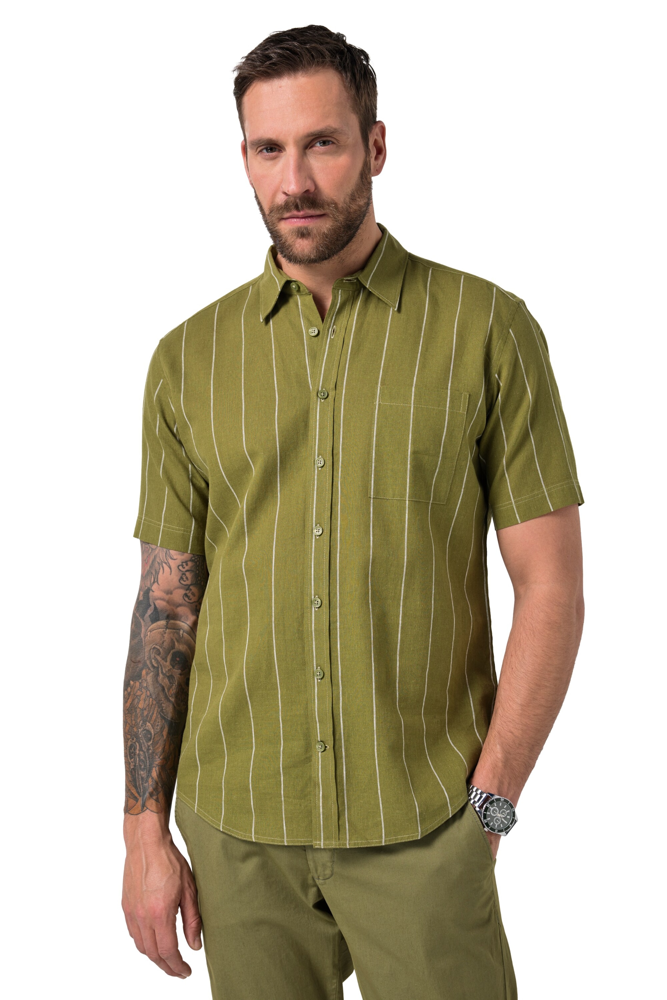 JP1880 Regular fit Button Up Shirt in Green: front