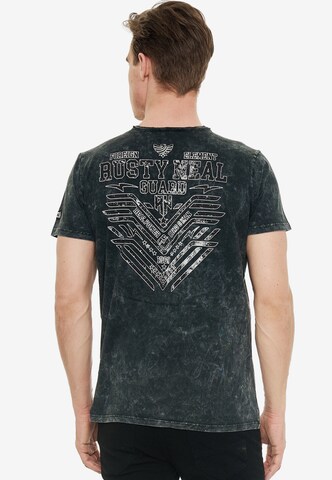 Rusty Neal Cooles T-Shirt Kurzarm mit großem Front-Print in Grau