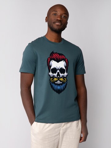 Watapparel Shirt 'Hipster Skull' (GOTS) (OCS) in Blau: Vorderseite