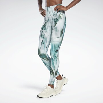 Reebok Skinny Workout Pants in Green: front