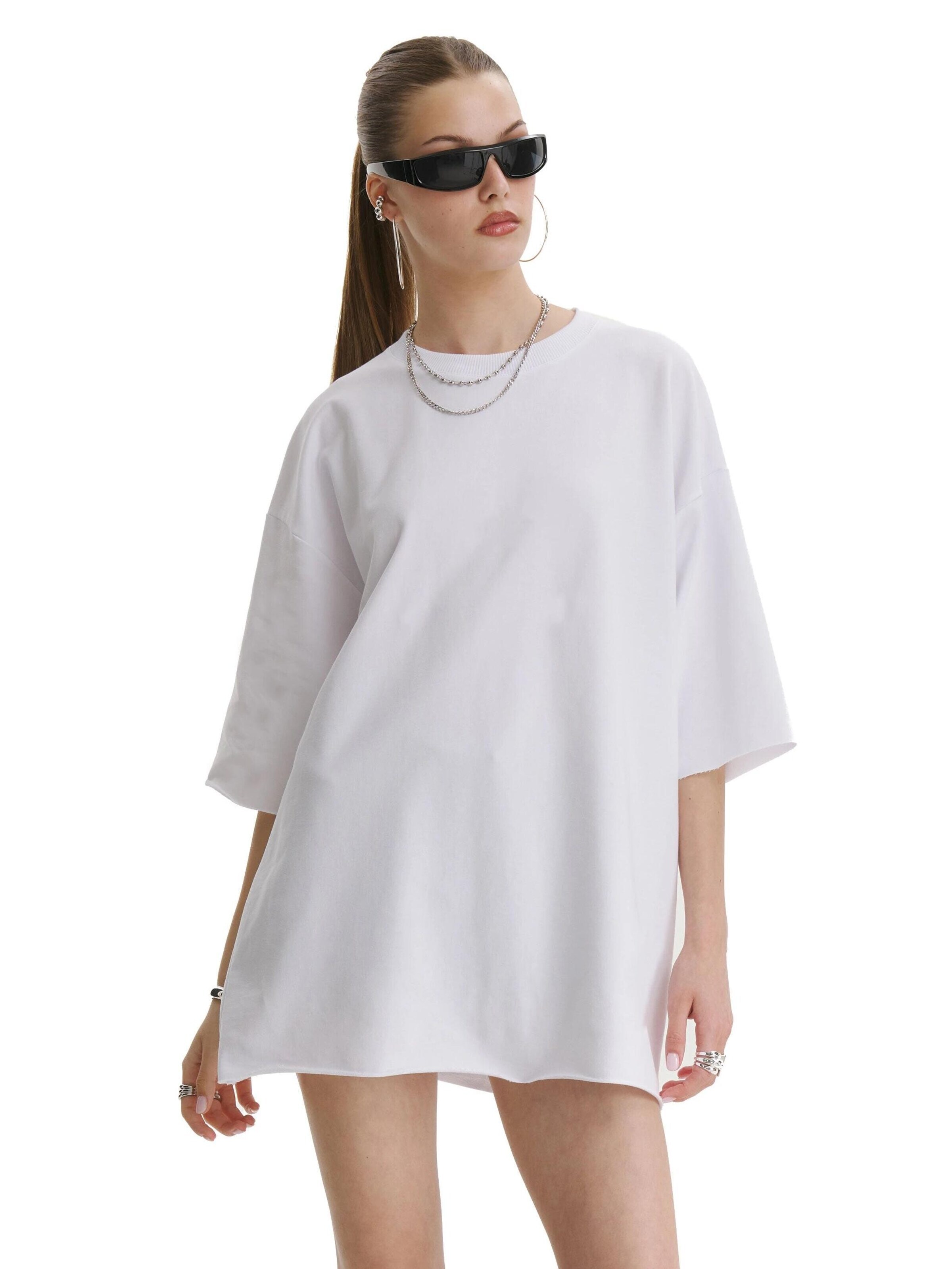 mysimplicated Oversized tričko 'Cotton T-shirt 777' – bílá