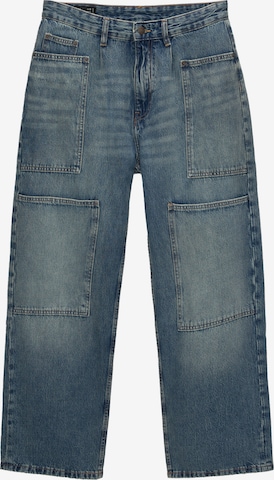 Pantaloni eleganți de la Pull&Bear pe albastru: față