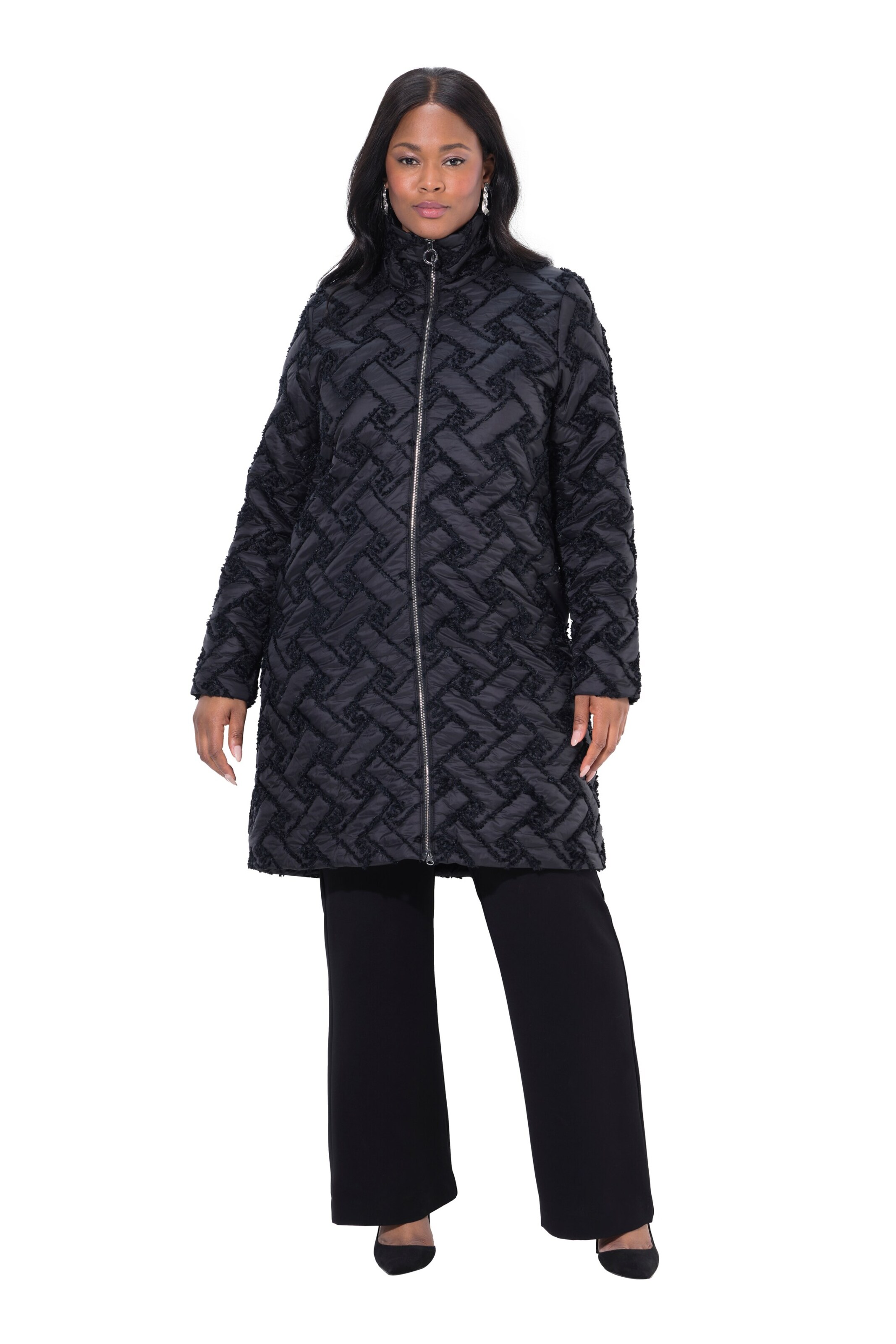 Ulla Popken Steppjacke in Schwarz: Vorderseite