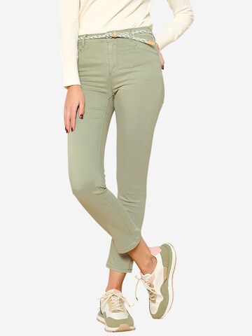 LolaLiza Slim fit Trousers in Green: front