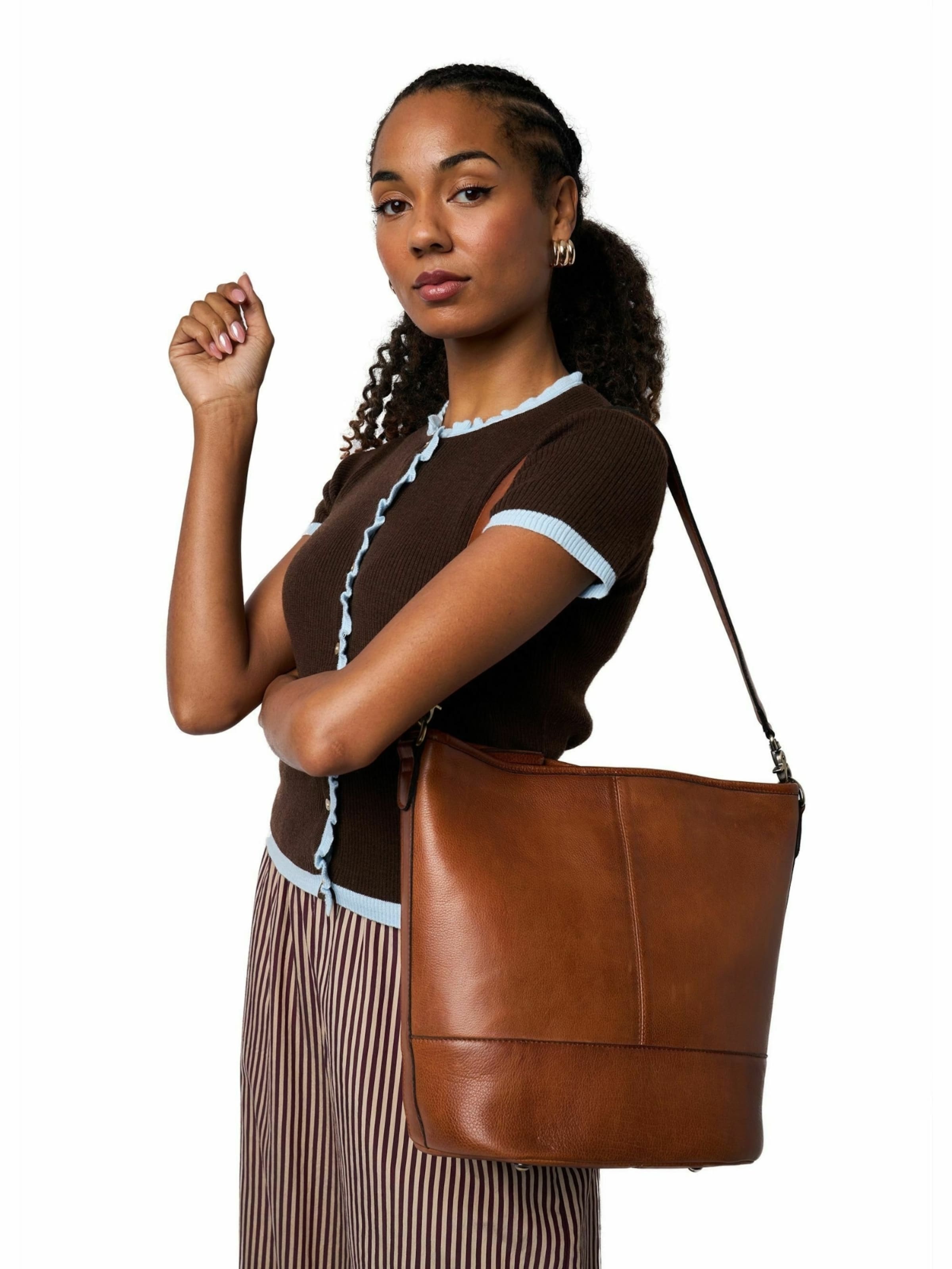 RE:DESIGNED Shopper ' Nomi ' in Bruin: voorkant